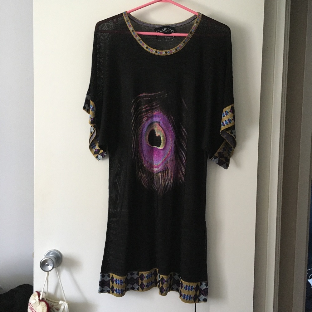 Beautiful CUSTO Barcelona Knit Cotton Blend Intarsia Dress L